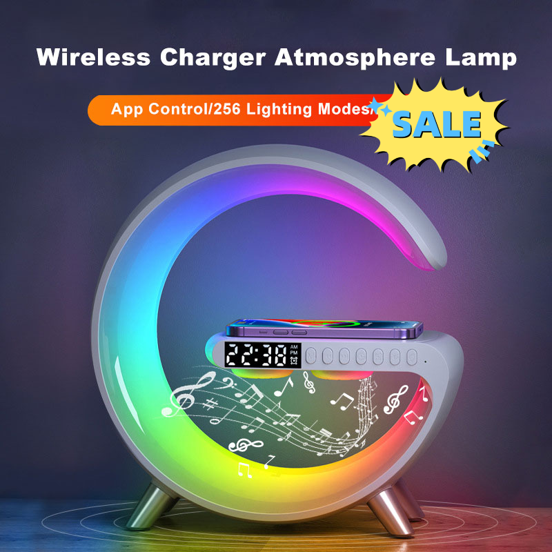 Smart Home 2023 - New Intelligent LED Lamp Bluetooth Speake Wireless Charger Atmosphere Lamp App Control For Bedroom Home Decor